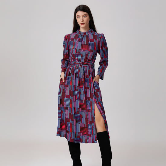 Midi blouse-jurk met grafische print - Image 1