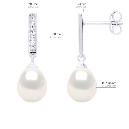 Earrings Real Cultured Freshwater Pearls Pear 7-8 mm