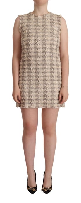 Dolce & Gabbana Beige Geruite Mouwloze Mini Shift Jurk voor Vrouwen - Image 1