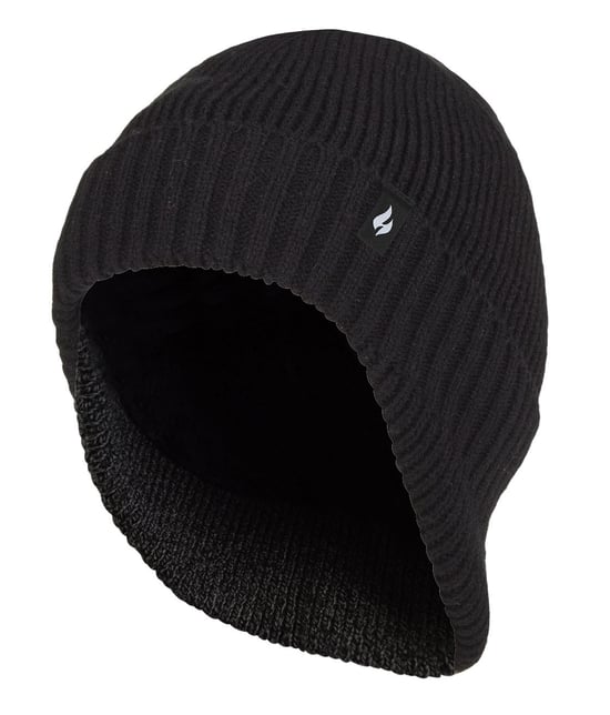 Heat Holders - Thermal Acrylic Winter Expedition Hat with Drop Neck for Men - Black - Image 1