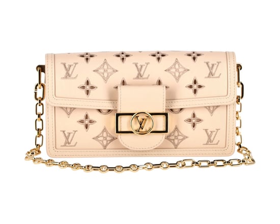Louis Vuitton Dauphine East West Broderie Anglaise Handbag in Beige Calfskin Leather - Image 1