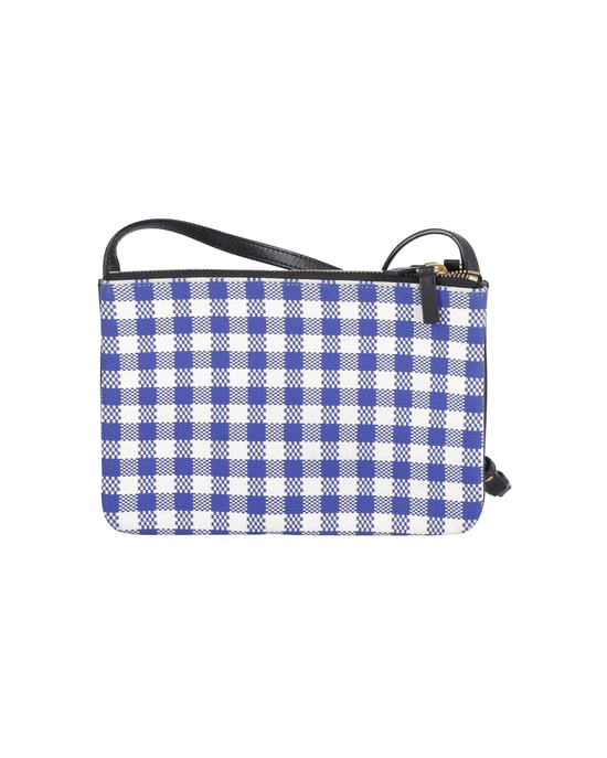 Celine Trio Gingham Crossbody-väska i blått och vitt bomull - Image 1