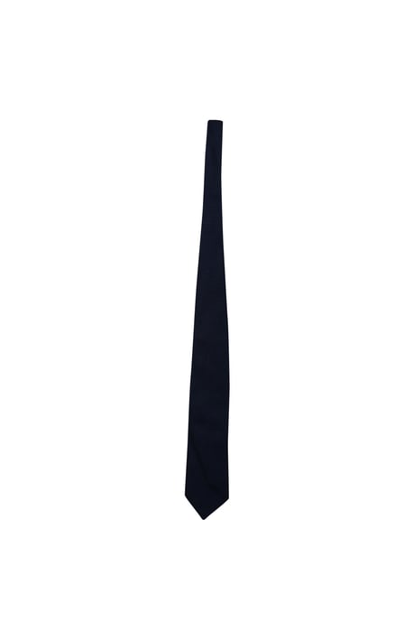 Mulberry Window Pane Print Tie in Navy Blue Silk - Image 1