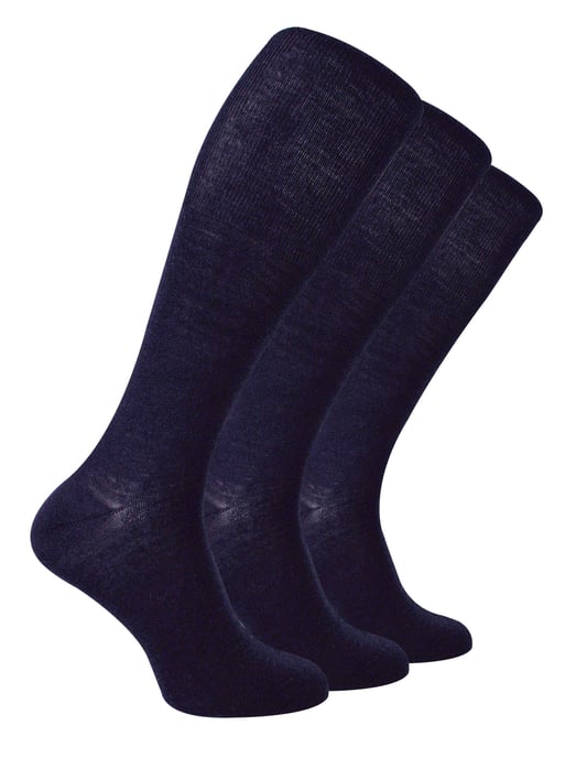 Steven - 3 Pairs Multipack Mens Knee High Merino Wool Socks - Navy - Image 1