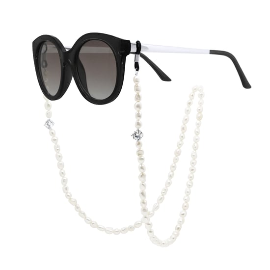 Row of Pearls Glasses Holder -Real Cultured Freshwater Pearls Baroque 6-7 mm