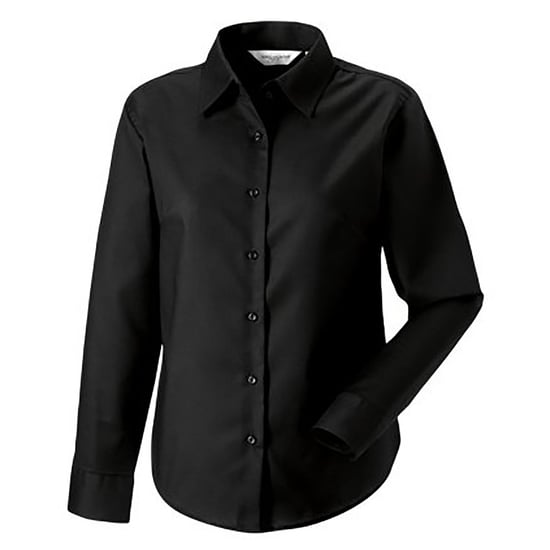 Russell Collectie Dames/Dames Lange Mouw Easy Care Oxford Shirt (Zwart) - Image 2