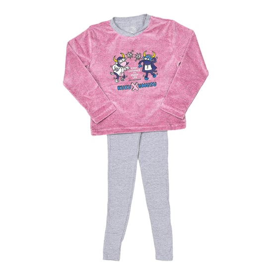Winter pajamas with tufted finish and V-neck 3176 girl
