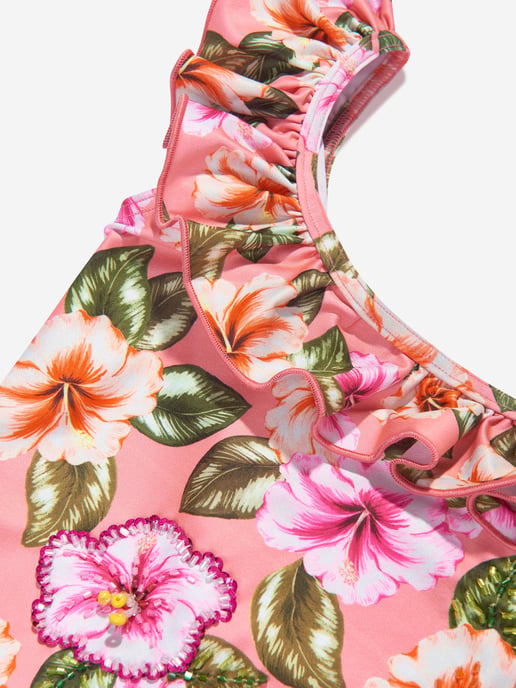 Selini Action Girls Floral Swimsuit in Pink