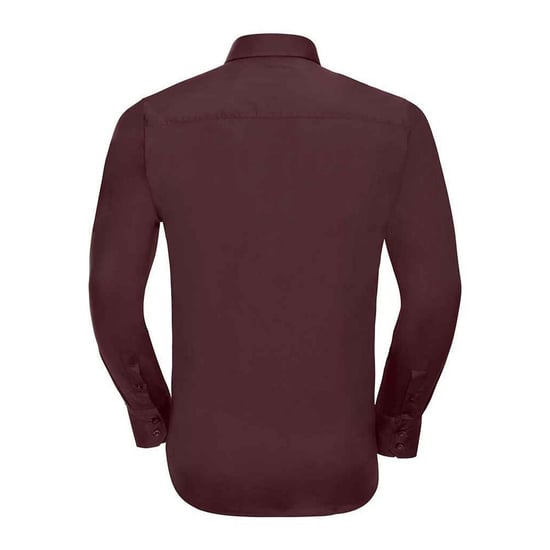 Russell Collection Mens Fitted Long-Sleeved Shirt (Port) - Image 2