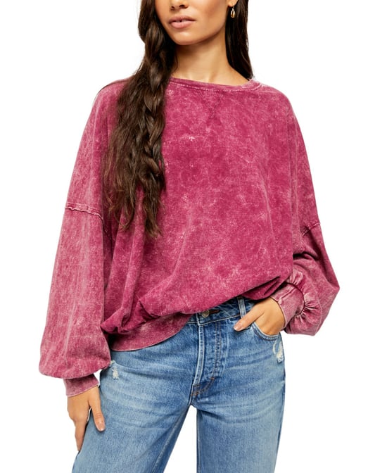 Free People Women's Top Purple Sweet Myrtle Knit 213 Tee