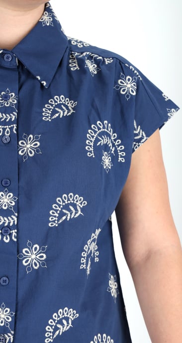 Dreimaster Blouse Dames marine wol wit - Image 3