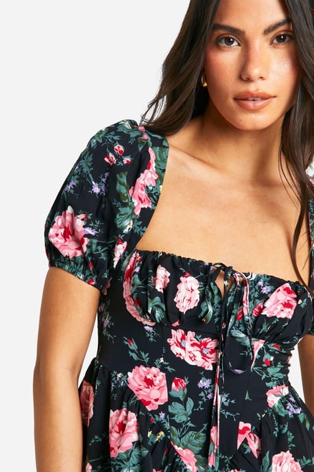 Floral Milkmaid Puff Playsuit