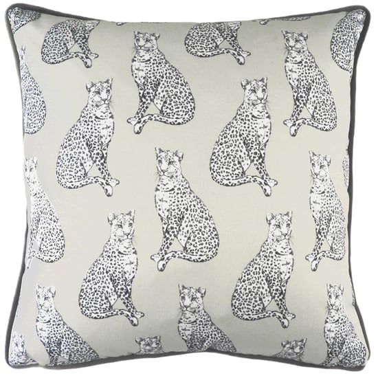 Evans Lichfield Safari Leopard Repeat Piped Sateen Feather Filled Cushion