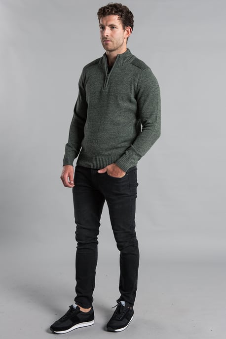 Khaki Recycled Cotton Blend 1/4 Zip Twist Jumper