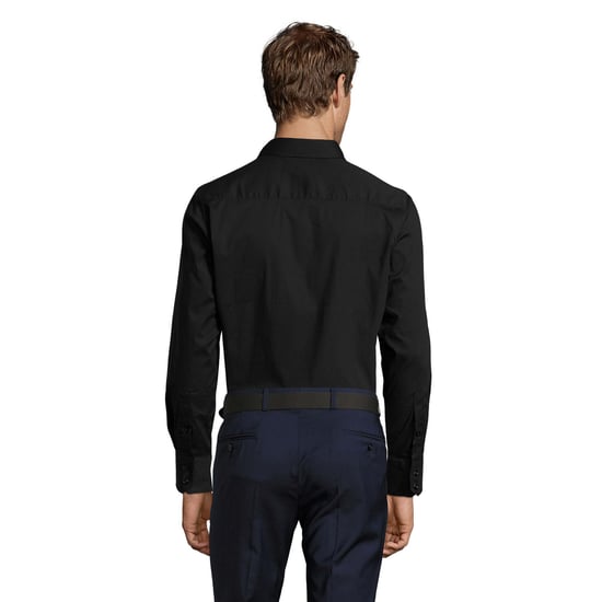 SOLS Heren Brighton Stretch Business Shirt met lange mouwen (Zwart) - Image 2