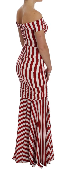 Dolce & Gabbana Kvinnors Röd Vit Silkesstretch Klänning - Image 4