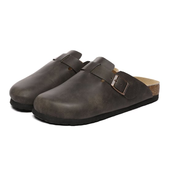 EVER AU Herr Hardhead Läder Komfort Clog Sandaler - Brunt Oljat Läder - Image 3