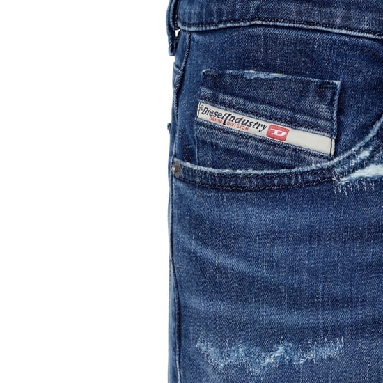 Diesel D-Strukt Blue Destroyed Reinforced Denim Jeans