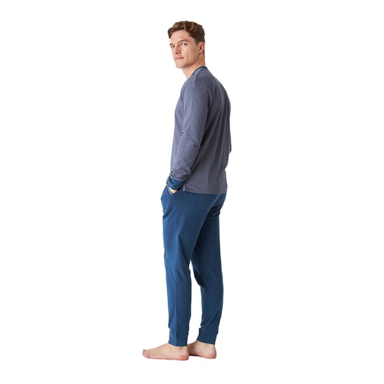 JJB12 Men's Long Sleeve Round Neck Cotton Pajamas