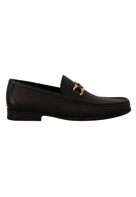 Salvatore Ferragamo Men's Black Calf Leather Moccasins Loafers Shoes