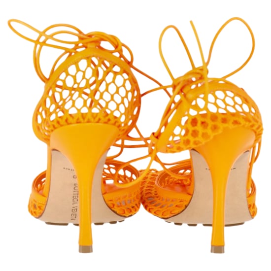 Bottega Veneta Stretch Lace Up Sandals in Orange Leather - Image 6