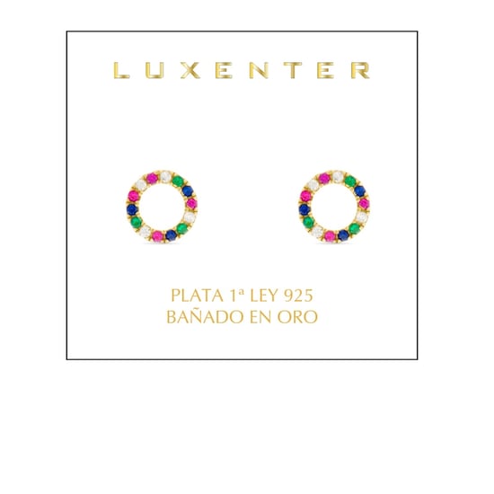 Luxenter Sterling Silver 925 örhängen med Multicolour Zirkonia i 18K gult guld - Machi - Image 2