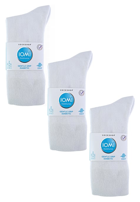 IOMI - 6 Pack Mens Diabetic Bamboo Socks | Extra Wide Seamless Loose Non Elastic Socks - White - Image 2