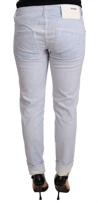 Acht Ljusblå Bomullsjeans med Vikta Sömmen Skinny - Image 3