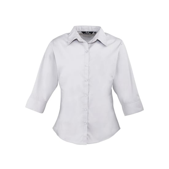 Premier Dames/Dames Poplin 3/4 Mouw Shirt (Zilver) - Image 1