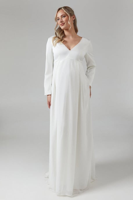 Maternity Chiffon Overlayer Long Sleeve Wedding Dress
