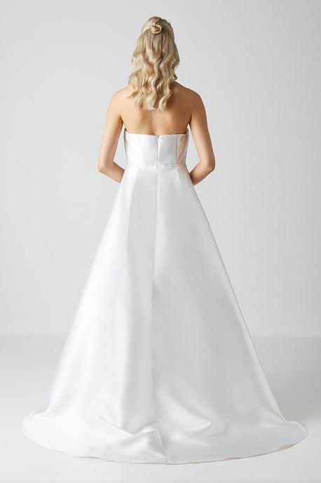 Bandeau Twill Mini With Full Overskirt Wedding Dress