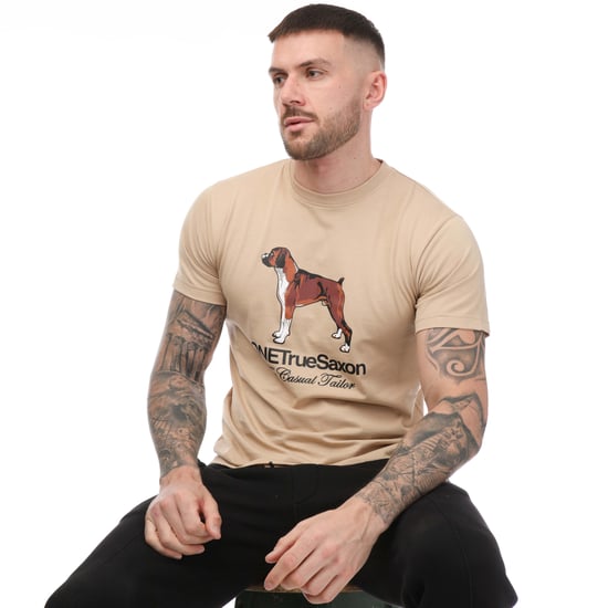 Men's One True Saxon Dawg T-Shirt in Sand - Image 4