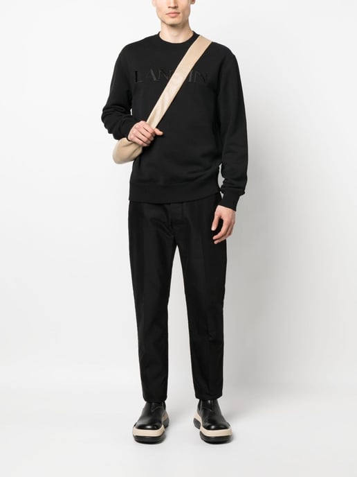 Lanvin Paris Logo Embroidered Sweatshirt in Black - Image 5