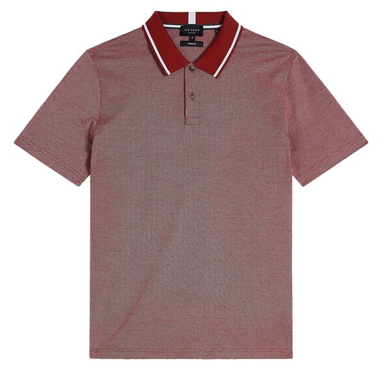 Ted Baker Arts Mini Jacquard Stitch Mens Dark Red Polo Shirt