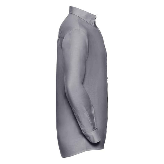 Russell Collection Mens Oxford Long-Sleeved Formal Shirt (Silver) - Image 3