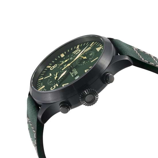 Gevril Vaughn Chronograph Green Dial Green Leather Swiss Automatic ETA 7750 Watch