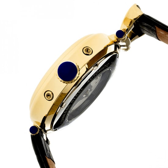 Heritor Automatic Ganzi Semi-Skeleton Leather-Band Watch