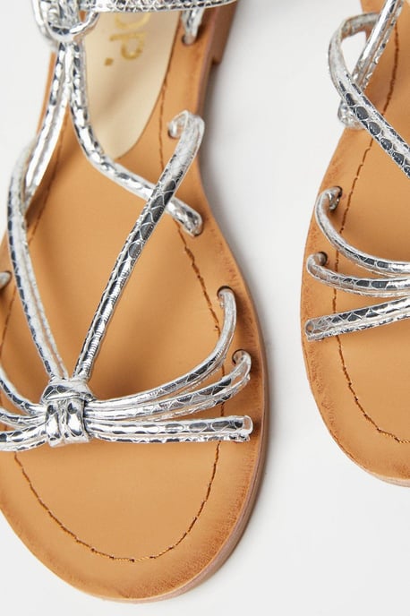 Fleur Metallic Knotted Front Flat Sandals