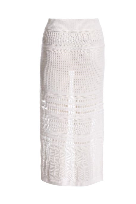 White Crochet Midi Skirt