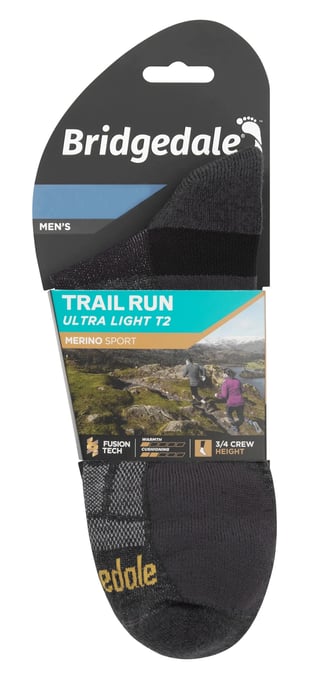 Bridgedale - Mens Running Ultralight Merino Sport Socks - Gunmetal - Image 2