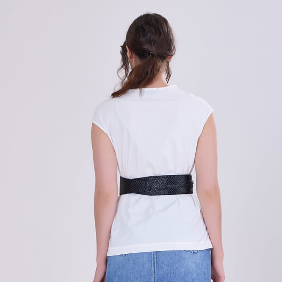 Geplooide asymmetrische top met dubbele borst - Image 5