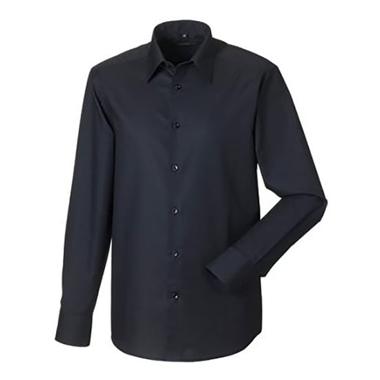 Russell Collection Mens Long Sleeve Easy Care Tailored Oxford Shirt (Black) - Image 1