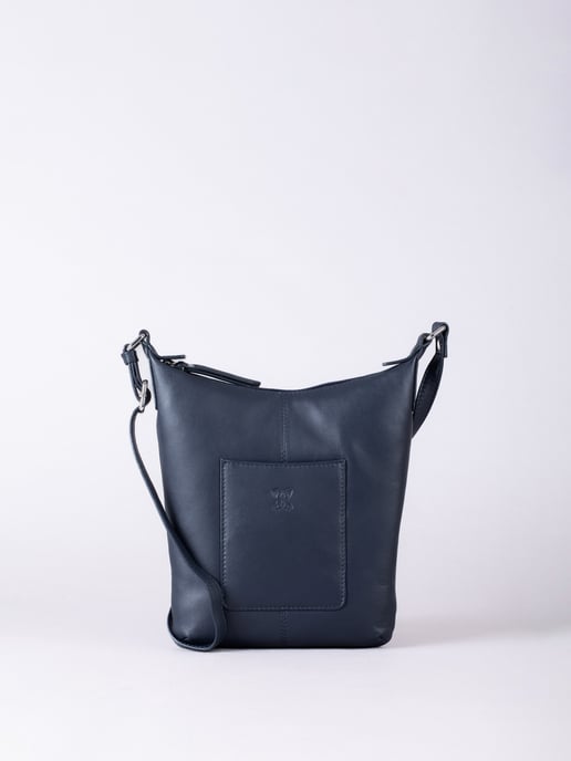 Talkin Medium Leather Cross Body Bag in Navy - Image 2