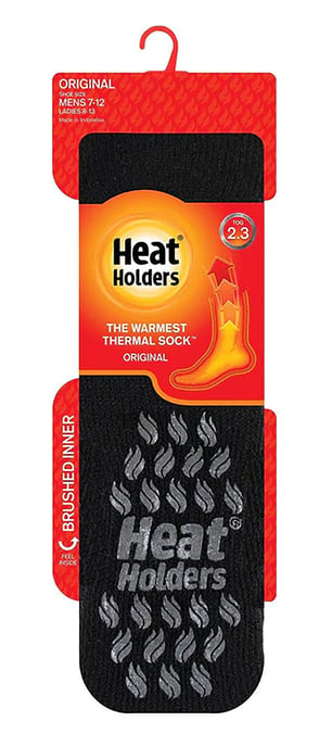 Knähöga toffelsockor för herrar för vintern | värmehållare | fleecefodrade halkfria långstrumpor med halkskydd - svart / grå - Image 2