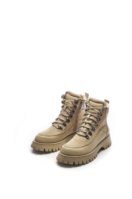 'Sh Anello' Beige Leather Lace Up Boots