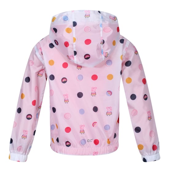 Regatta Childrens/Kids Peppa Pig Polka Dot Hooded Waterproof Jacket (Light Pink) - Image 2