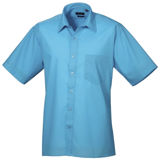 Premier Heren Korte Mouw Formele Poplin Gewoon Werk Shirt (Turquoise) - Image 1