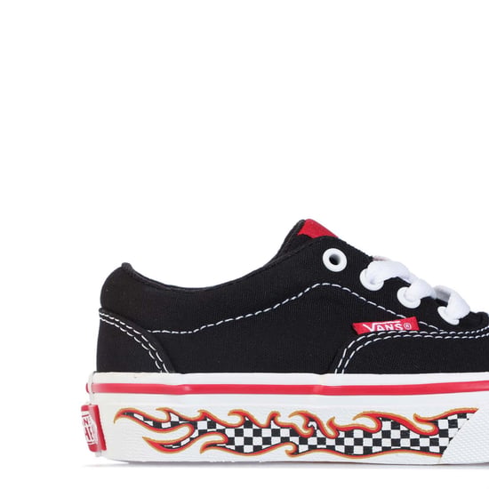Boy's Vans Childrens Doheny Flame Check Trainers in Black-White