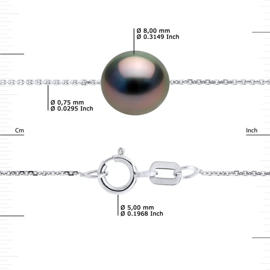 DIADEMA - Necklace - Tahitian Pearl - Cable Chain Diamonds