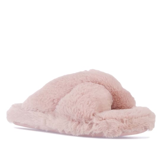 Women's Ted Baker Lopply Faux Fur Crossover Slippers in Dusky Pink - Image 2